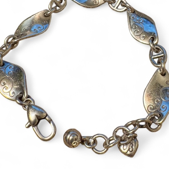 Brighton Twirl Twist Silver Plated Scrollwork Bracelet Links Etched Swirl Leaf - Picture 3 of 4